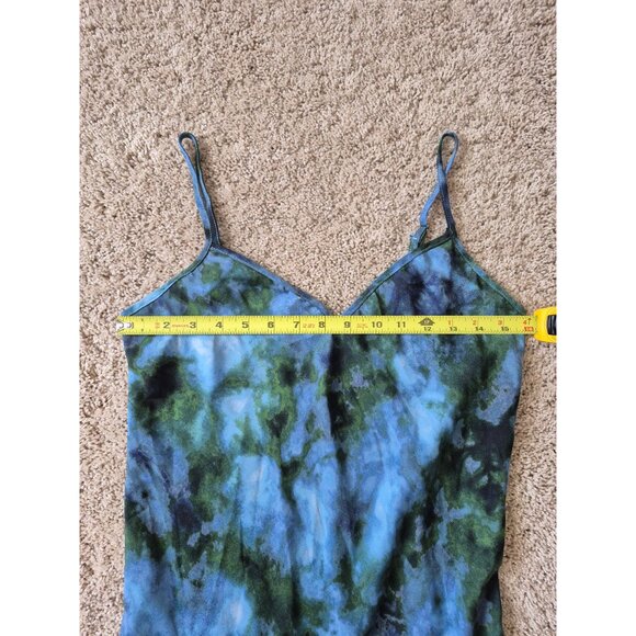 Wild Fable Size S Tie Dye Blue and Green Slip Strap V Neck Tropical Dress - Picture 4 of 7